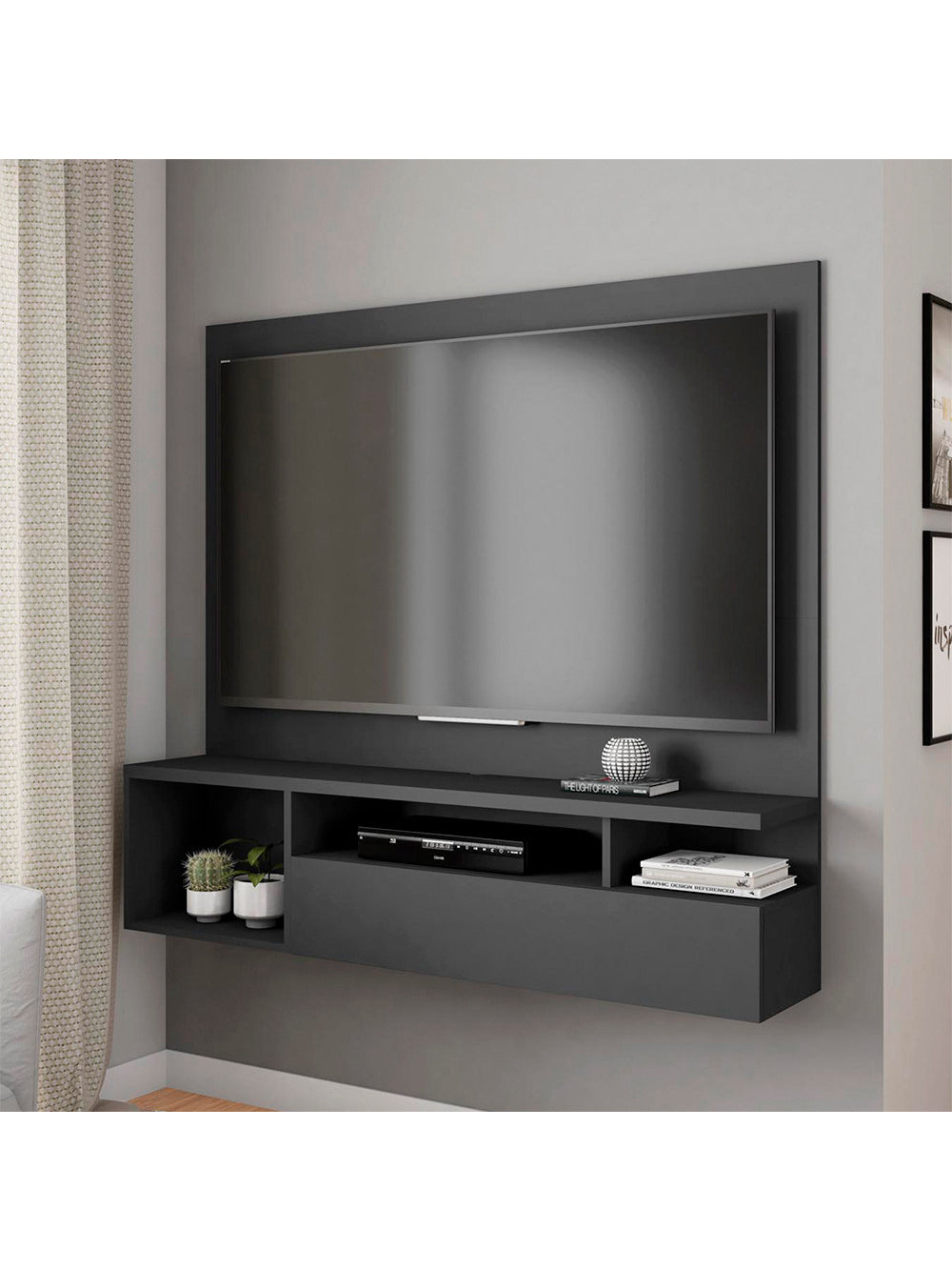Painel para Tv até 55 Polegadas Nicho com Porta Basculante Brasil Caemmun