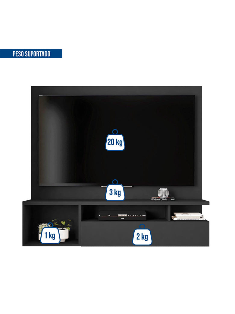 Painel para Tv até 55 Polegadas Nicho com Porta Basculante Brasil Caemmun