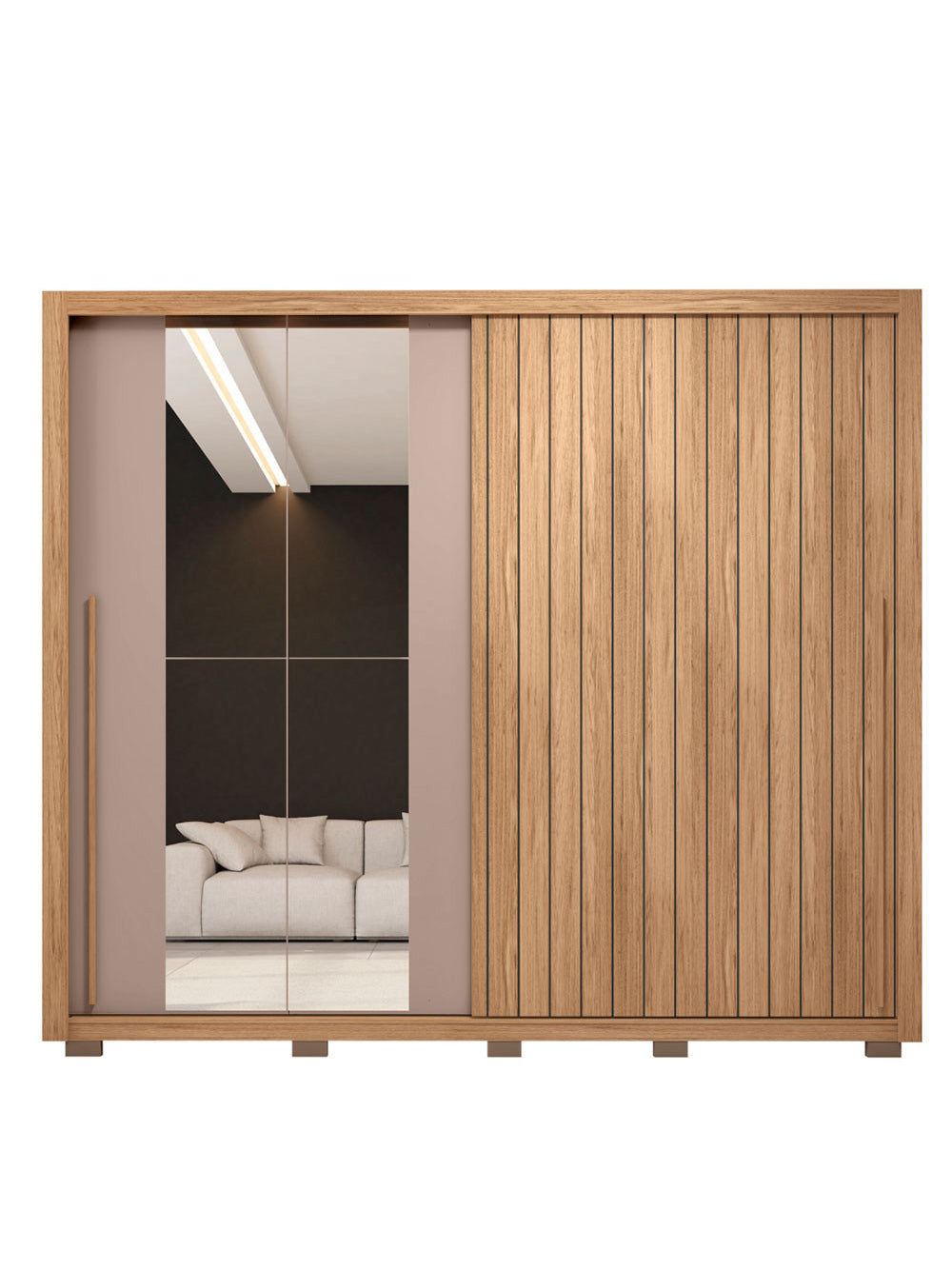 Guarda Roupa Casal Moviment com Espelhos 2 Portas 4 Gavetas Caemmun