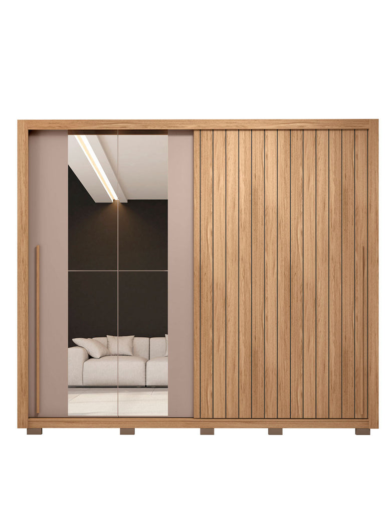 Guarda Roupa Casal Moviment com Espelhos 2 Portas 4 Gavetas Caemmun