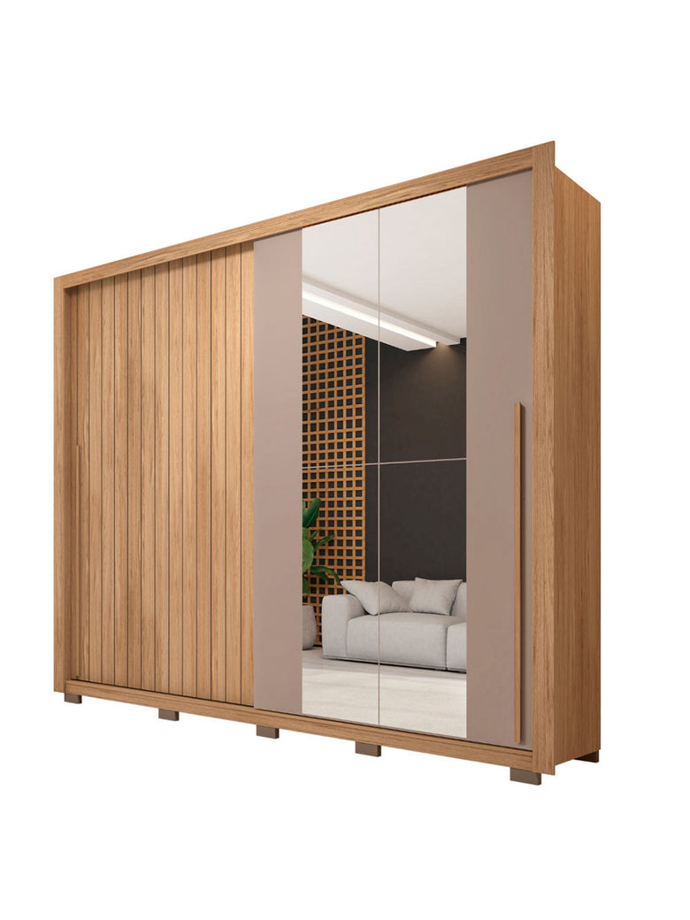 Guarda Roupa Casal Moviment com Espelhos 2 Portas 4 Gavetas Caemmun
