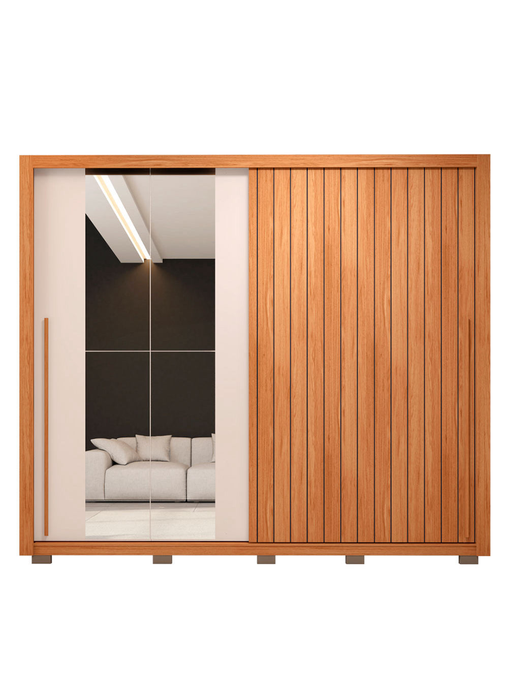 Guarda Roupa Casal Moviment com Espelhos 2 Portas 4 Gavetas Caemmun