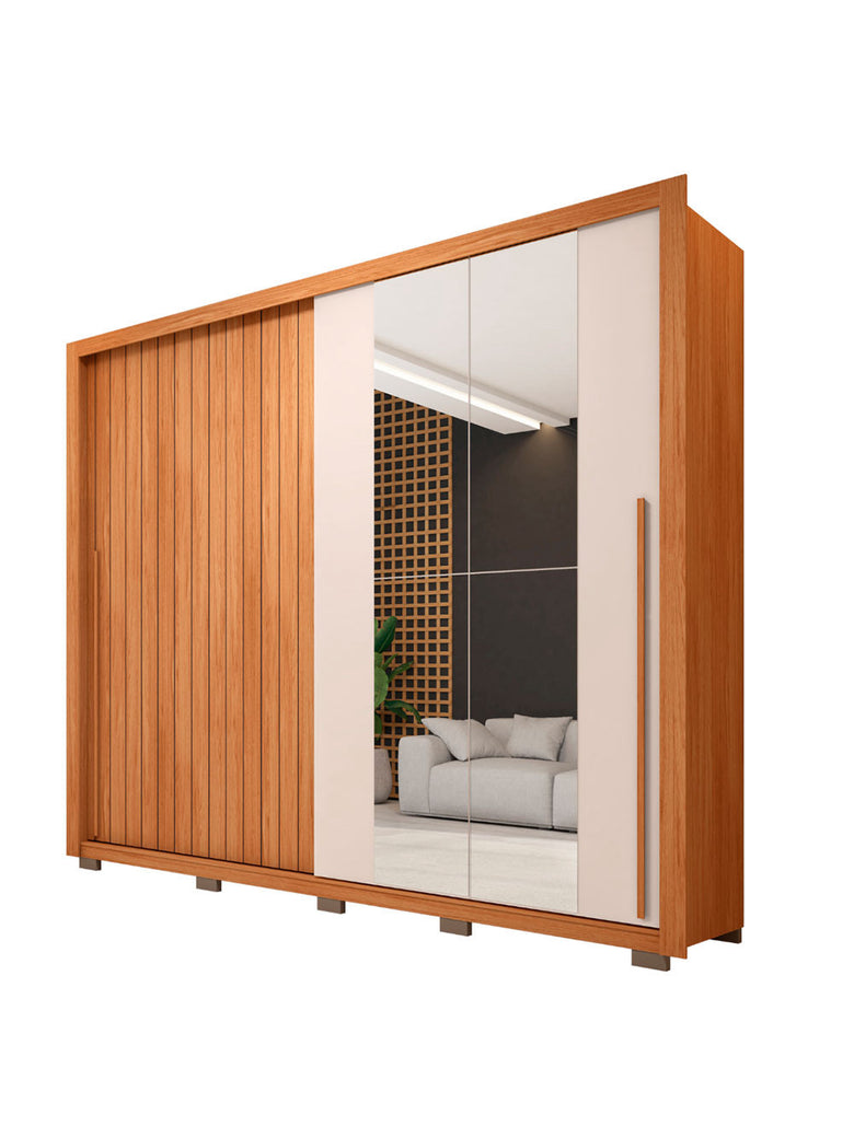 Guarda Roupa Casal Moviment com Espelhos 2 Portas 4 Gavetas Caemmun