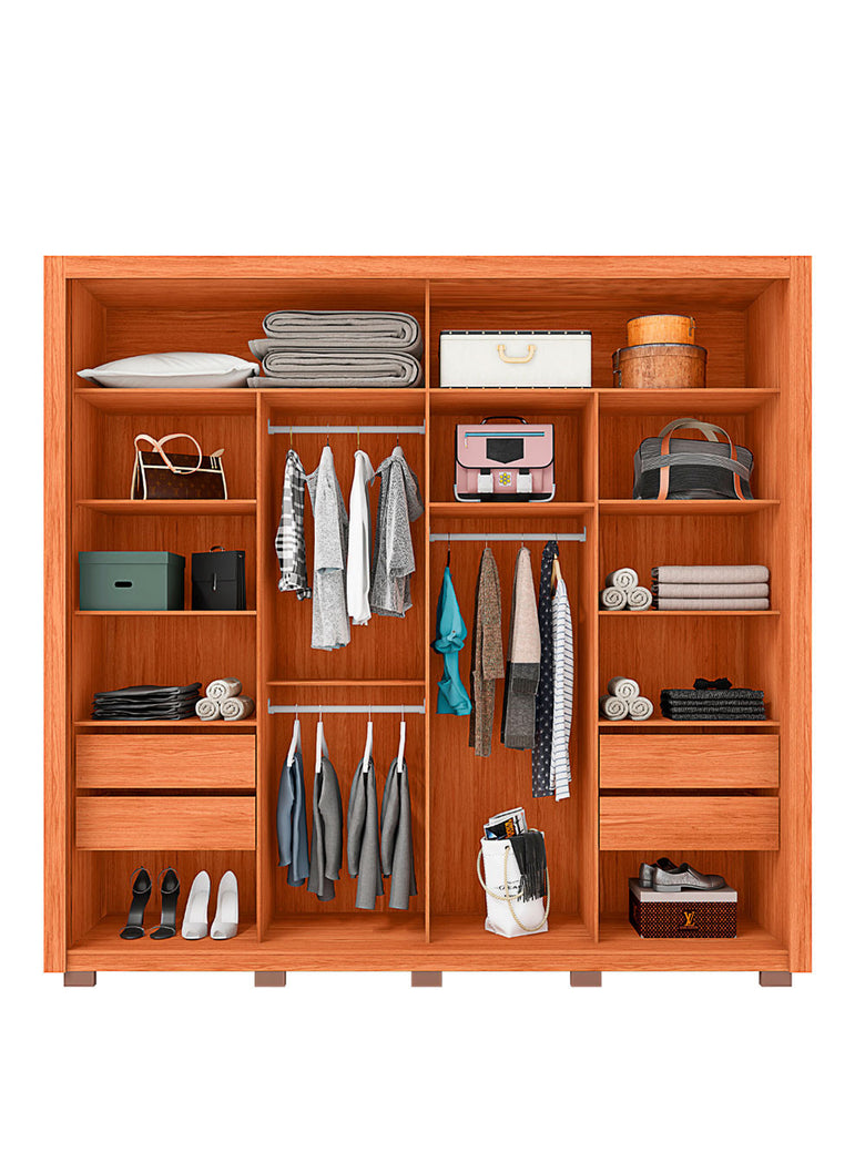 Guarda Roupa Casal Moviment com Espelhos 2 Portas 4 Gavetas Caemmun