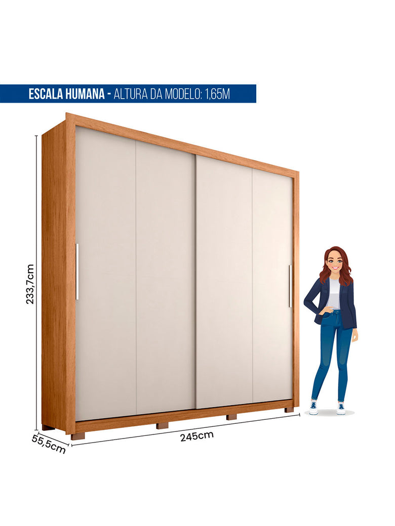 Guarda Roupa Casal Praticus 2 Portas 4 Gavetas Caemmun