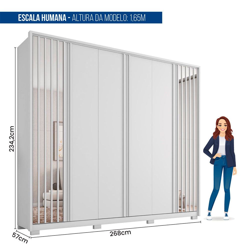 Guarda Roupa Casal Orfeus Ripado 6 Portas 4 Gavetas Caemmun