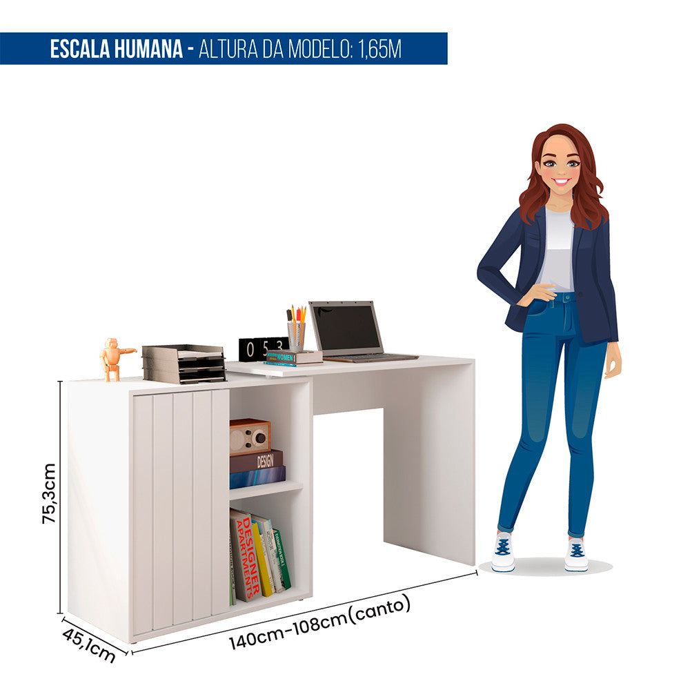 Escrivaninha para Escritório com 1 Porta Ripada Tech Caemmun