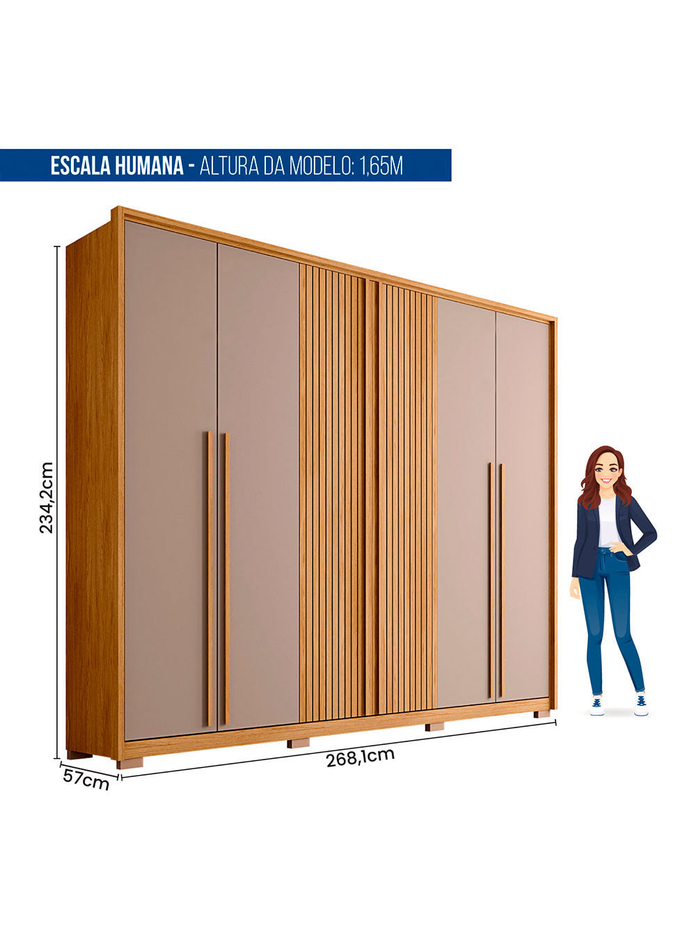 Guarda Roupa Casal Pietrus 6 Portas 6 Gavetas Caemmun