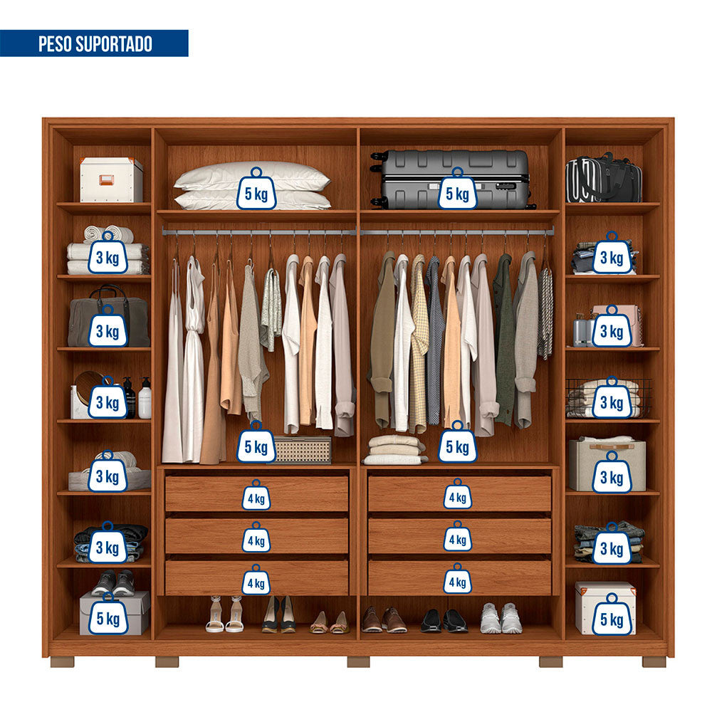 Guarda Roupa Casal Quintus 6 Portas 6 Gavetas Caemmun