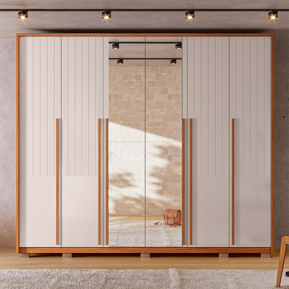 Guarda Roupa Casal Quintus Lux com Espelhos 6 Portas 6 Gavetas Caemmun