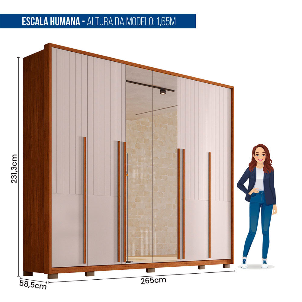Guarda Roupa Casal Quintus Lux com Espelhos 6 Portas 6 Gavetas Caemmun