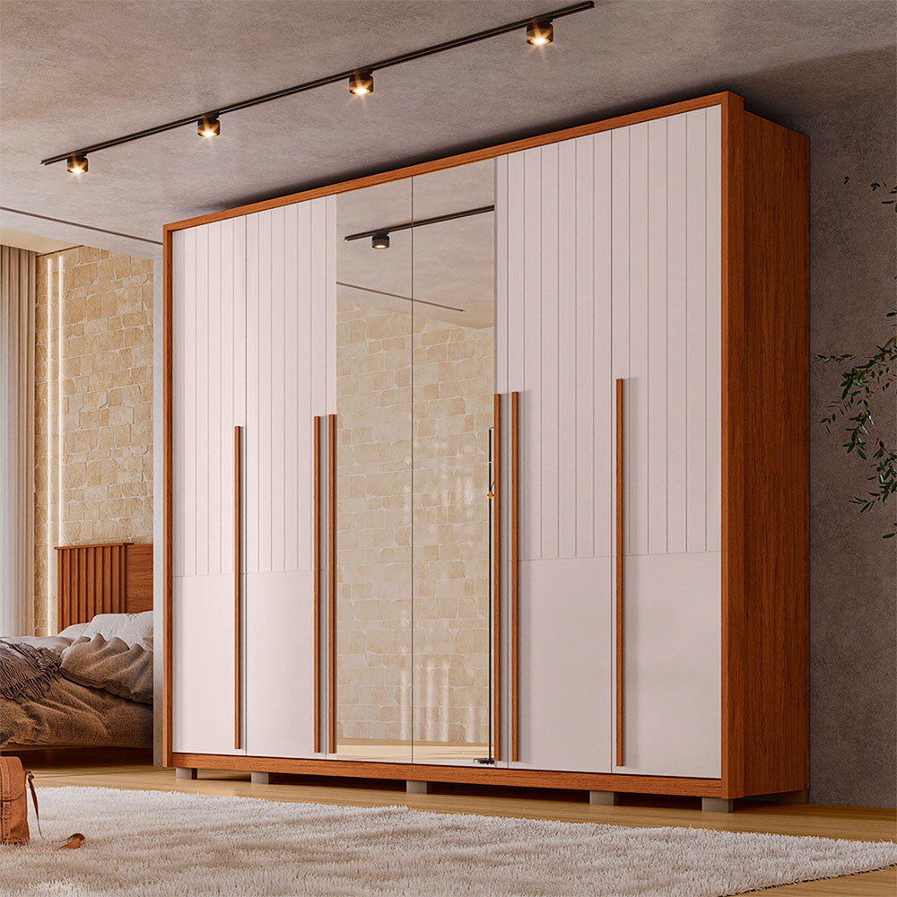 Guarda Roupa Casal Quintus Lux com Espelhos 6 Portas 6 Gavetas Caemmun