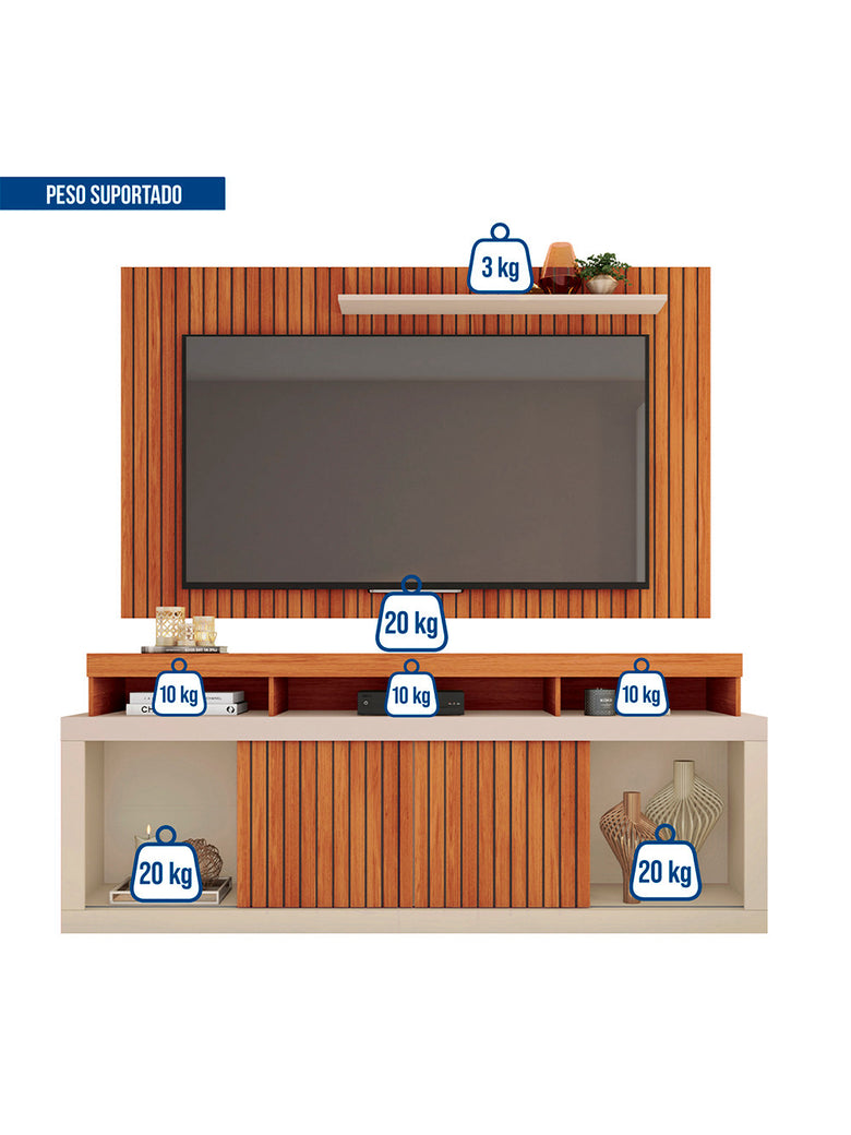 Rack com Painel para TV até 60 Polegadas New Oscar Caemmun