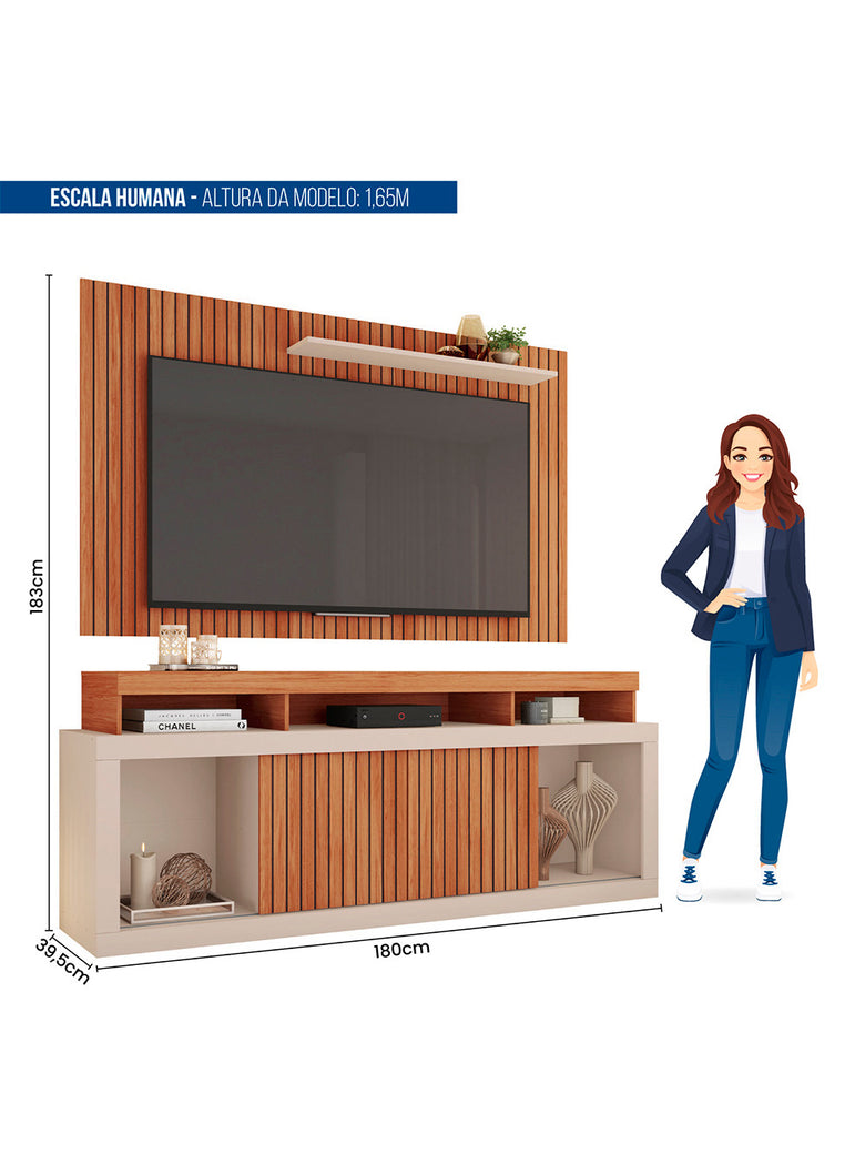 Rack com Painel para TV até 60 Polegadas New Oscar Caemmun