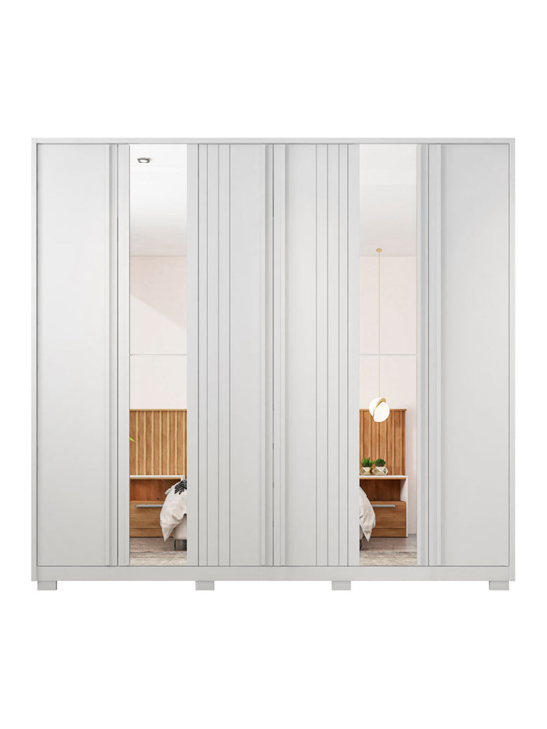 Guarda Roupa Casal Mozart Lux Com Espelhos 6 Portas 4 Gavetas Caemmun
