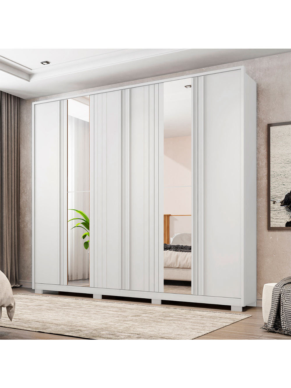Guarda Roupa Casal Mozart Lux Com Espelhos 6 Portas 4 Gavetas Caemmun
