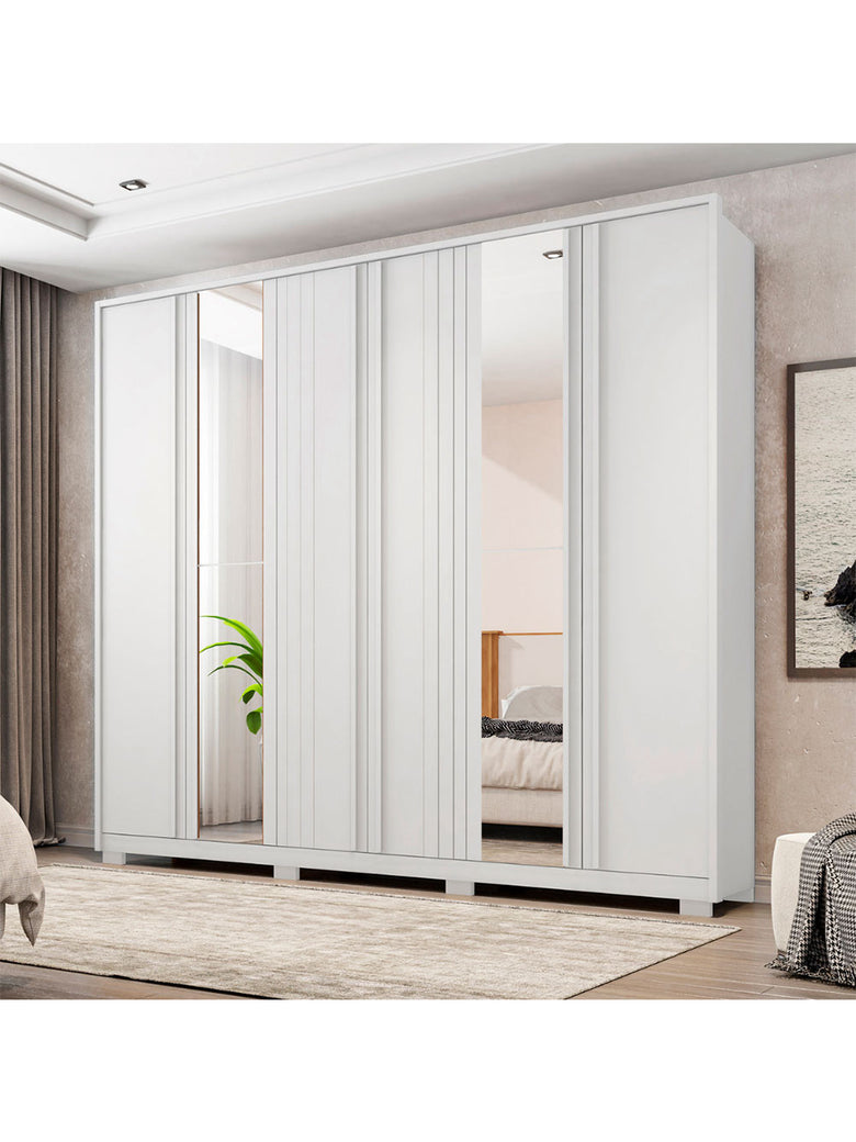 Guarda Roupa Casal Mozart Lux Com Espelhos 6 Portas 4 Gavetas Caemmun
