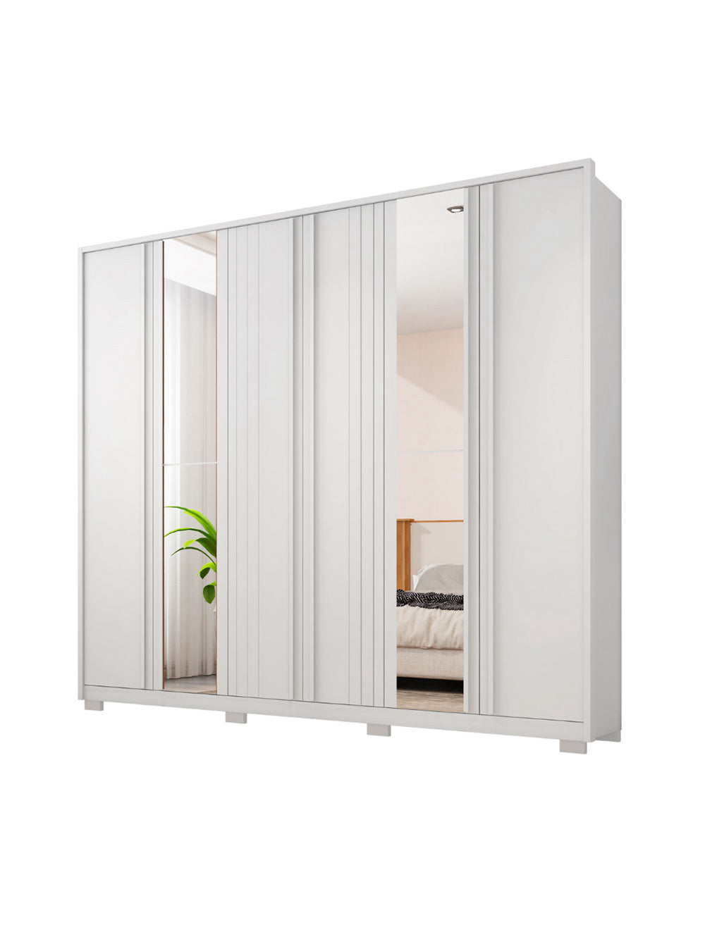 Guarda Roupa Casal Mozart Lux Com Espelhos 6 Portas 4 Gavetas Caemmun