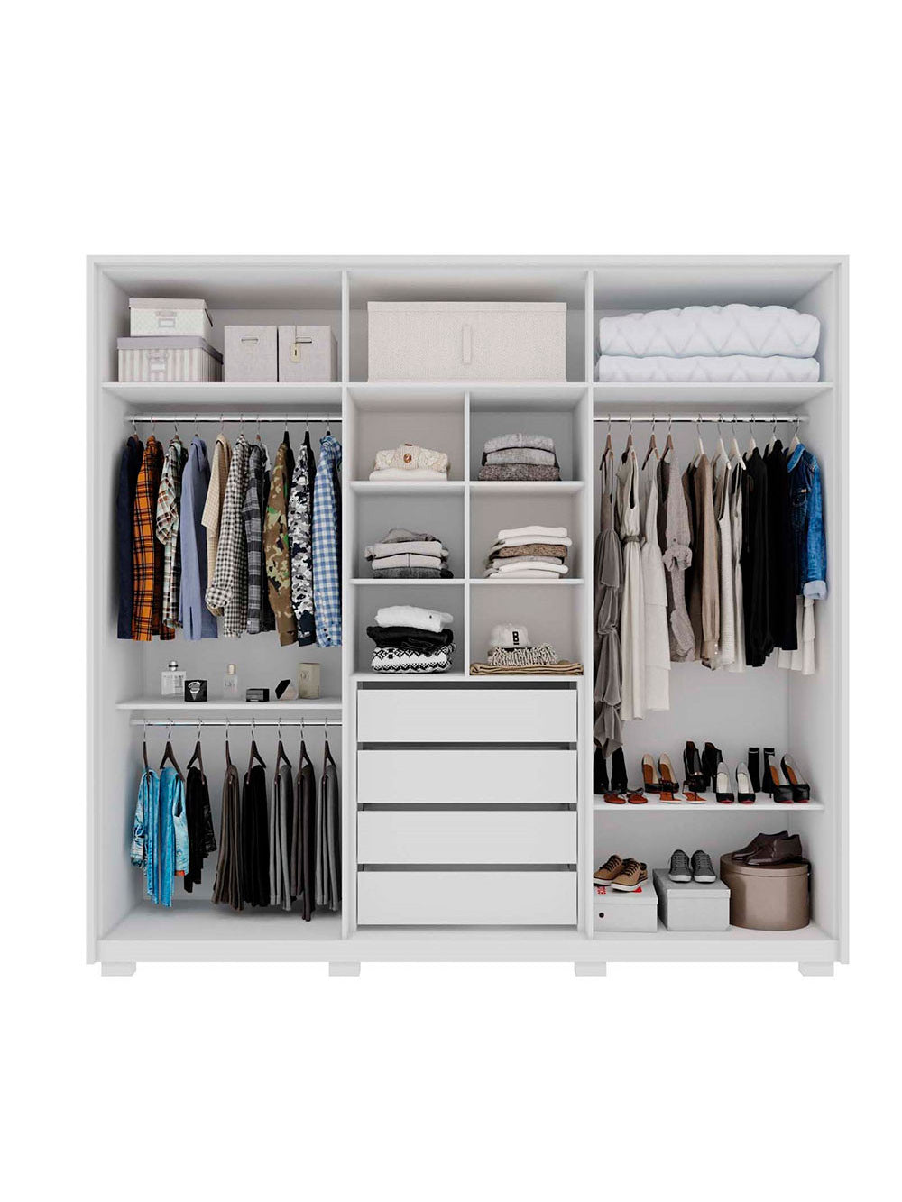 Guarda Roupa Casal Mozart Lux Com Espelhos 6 Portas 4 Gavetas Caemmun