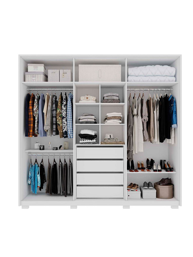 Guarda Roupa Casal Mozart Lux Com Espelhos 6 Portas 4 Gavetas Caemmun