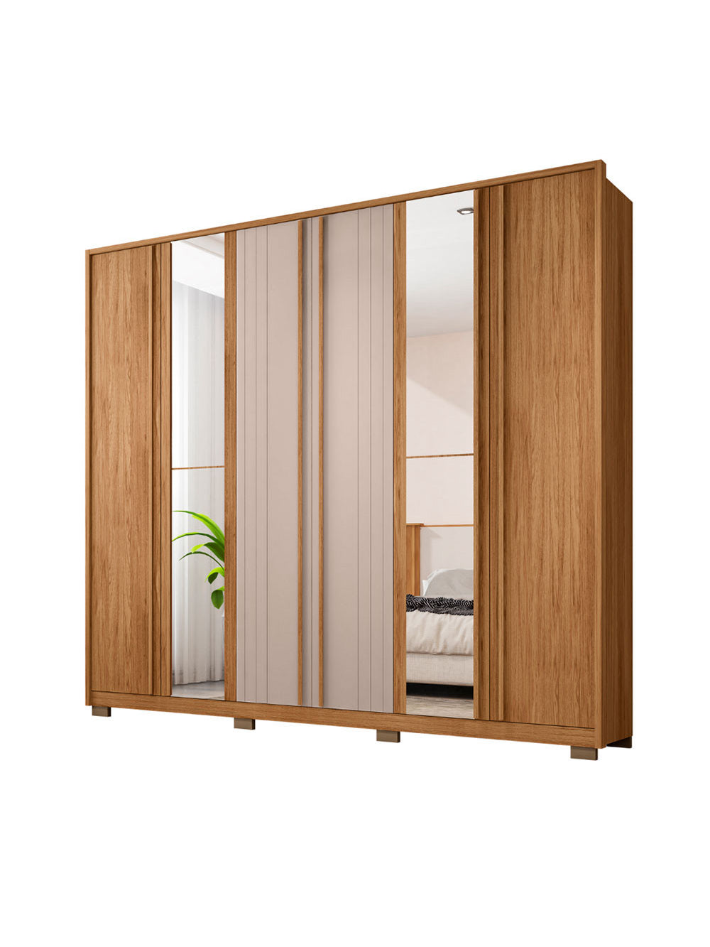 Guarda Roupa Casal Mozart Lux Com Espelhos 6 Portas 4 Gavetas Caemmun