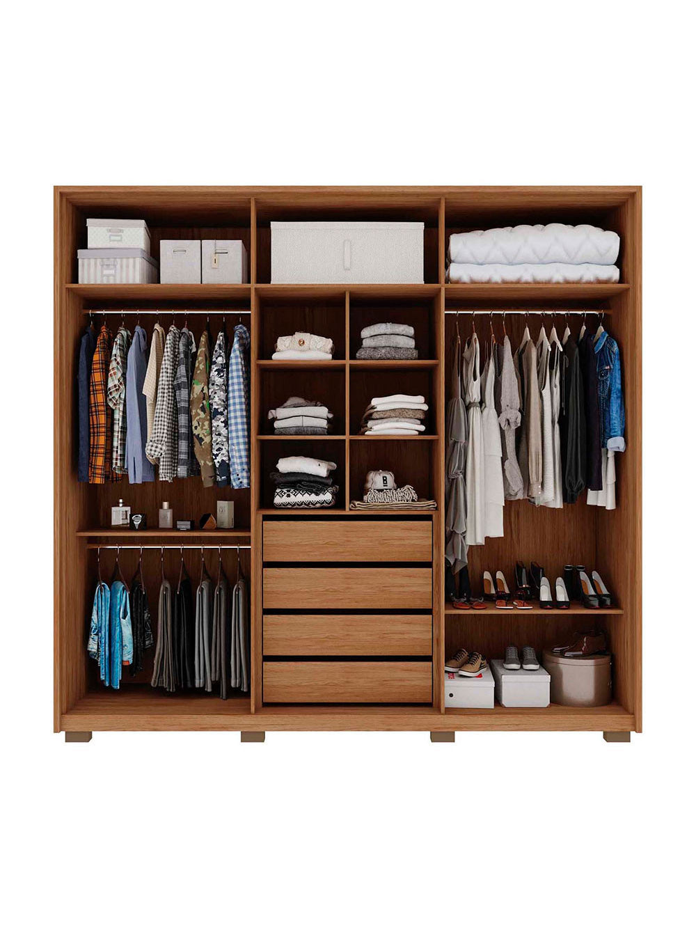 Guarda Roupa Casal Mozart Lux Com Espelhos 6 Portas 4 Gavetas Caemmun
