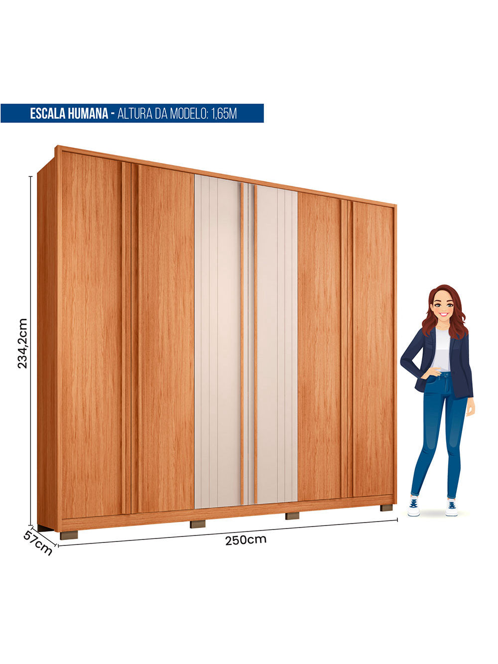 Guarda Roupa Casal Mozart 6 Portas 4 Gavetas Caemmun