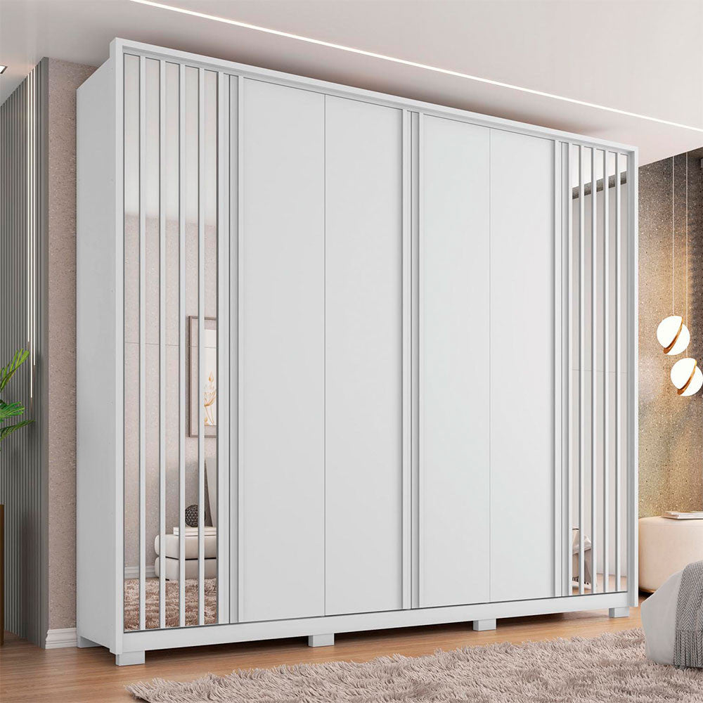 Guarda Roupa Casal Orfeus Ripado Espelhado 6 Portas 6 Gavetas Caemmun