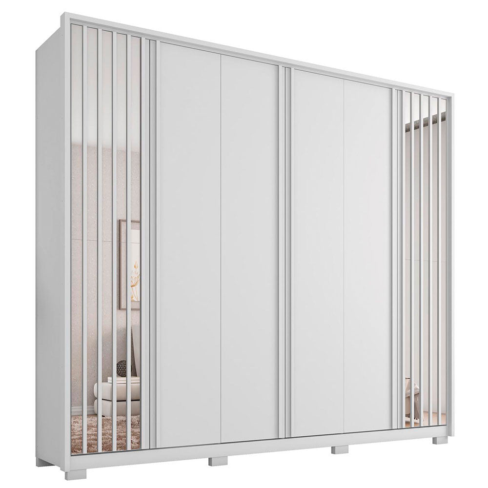 Guarda Roupa Casal Orfeus Ripado Espelhado 6 Portas 6 Gavetas Caemmun