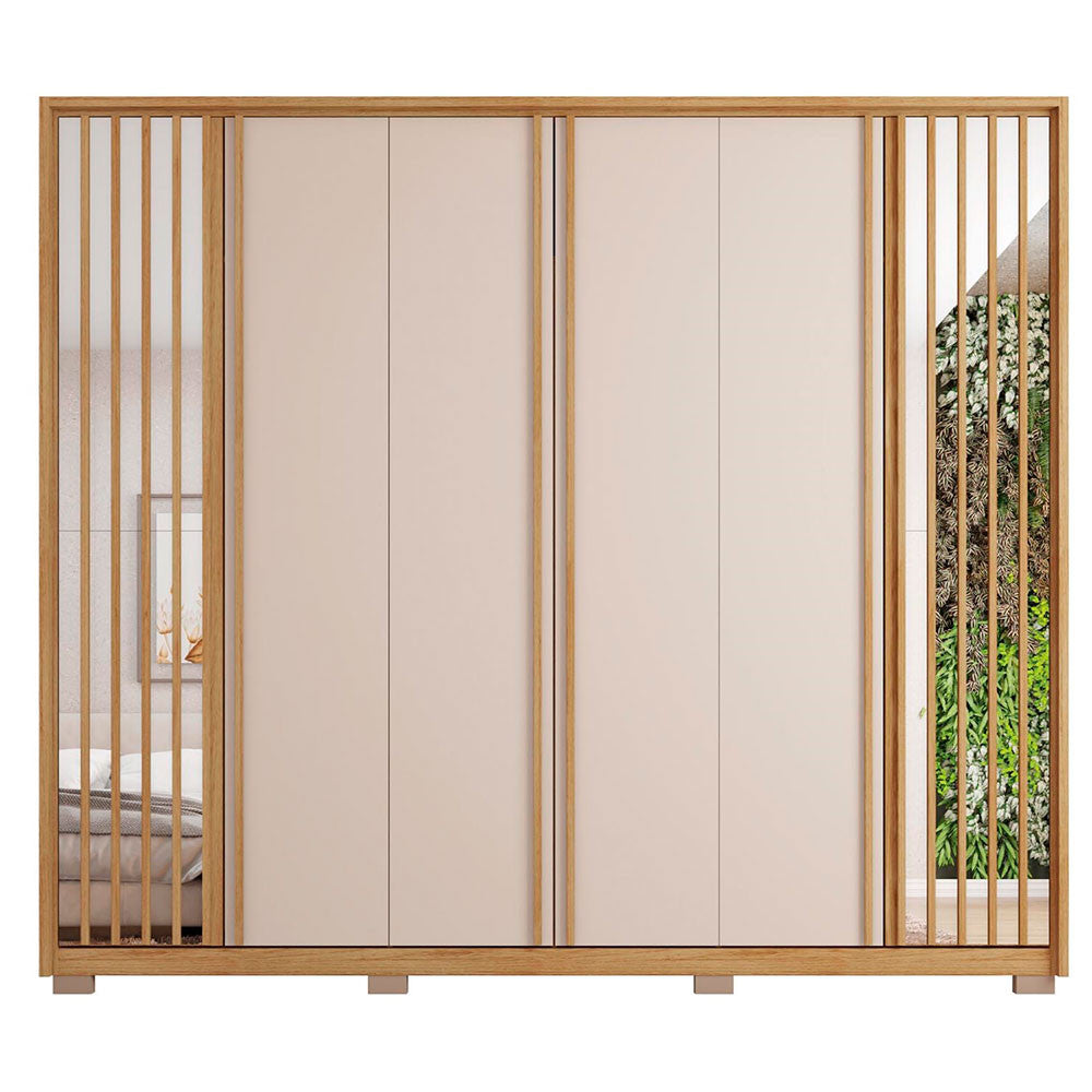 Guarda Roupa Casal Orfeus Ripado Espelhado 6 Portas 6 Gavetas Caemmun