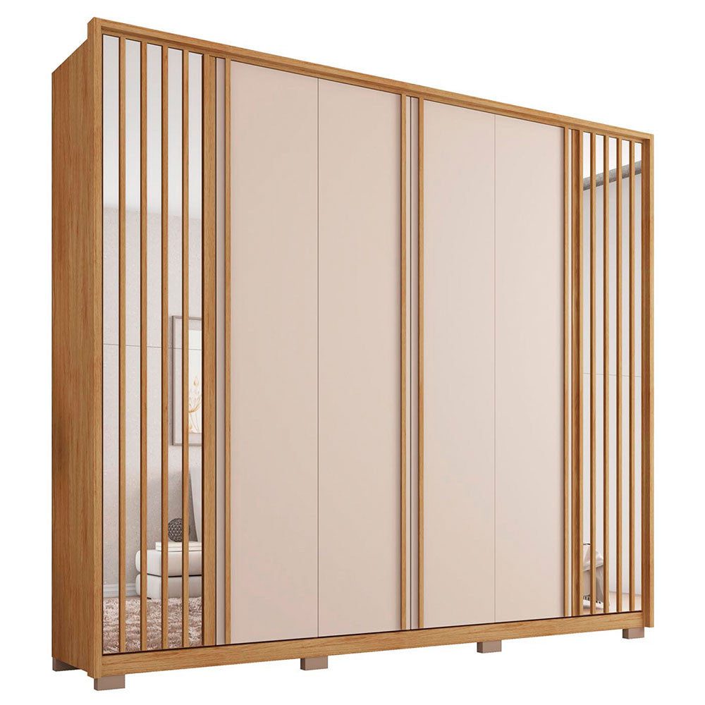 Guarda Roupa Casal Orfeus Ripado Espelhado 6 Portas 6 Gavetas Caemmun