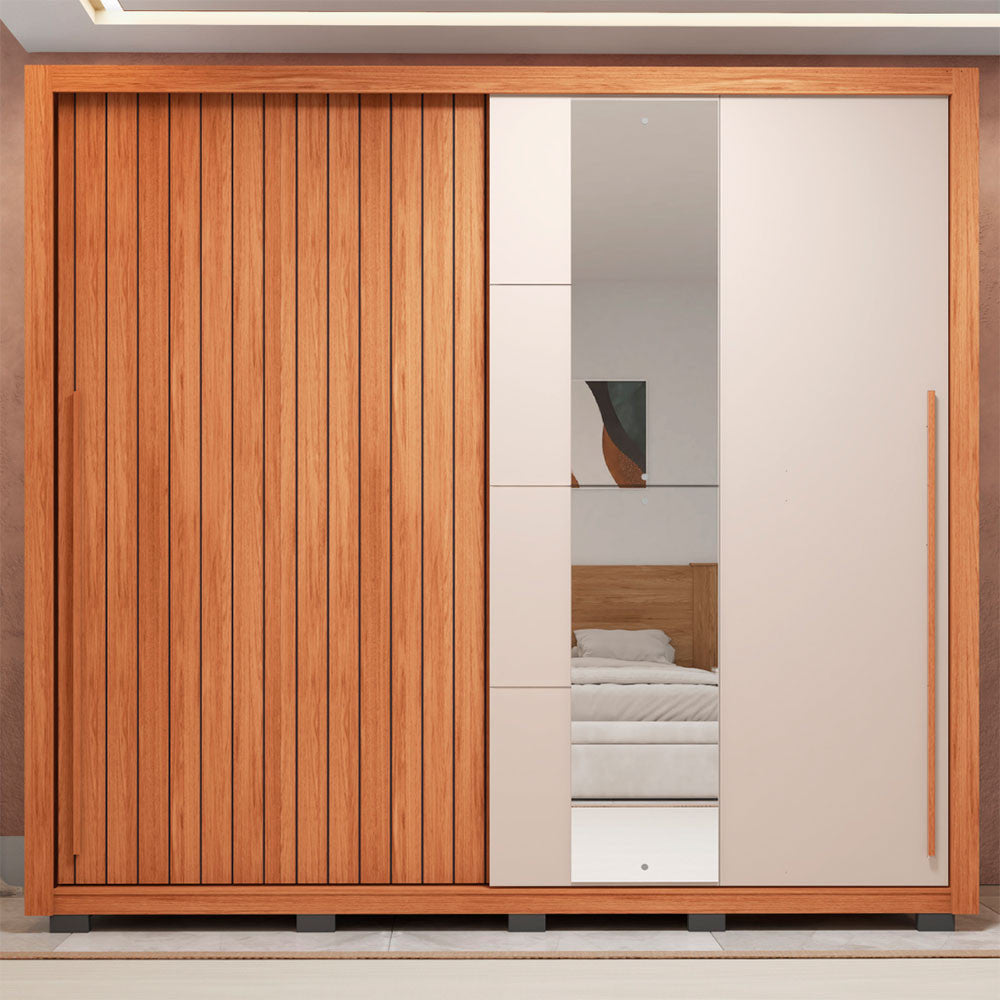 Guarda Roupa Casal Romanus Lux 2 Portas 4 Gavetas com Espelho Caemmun