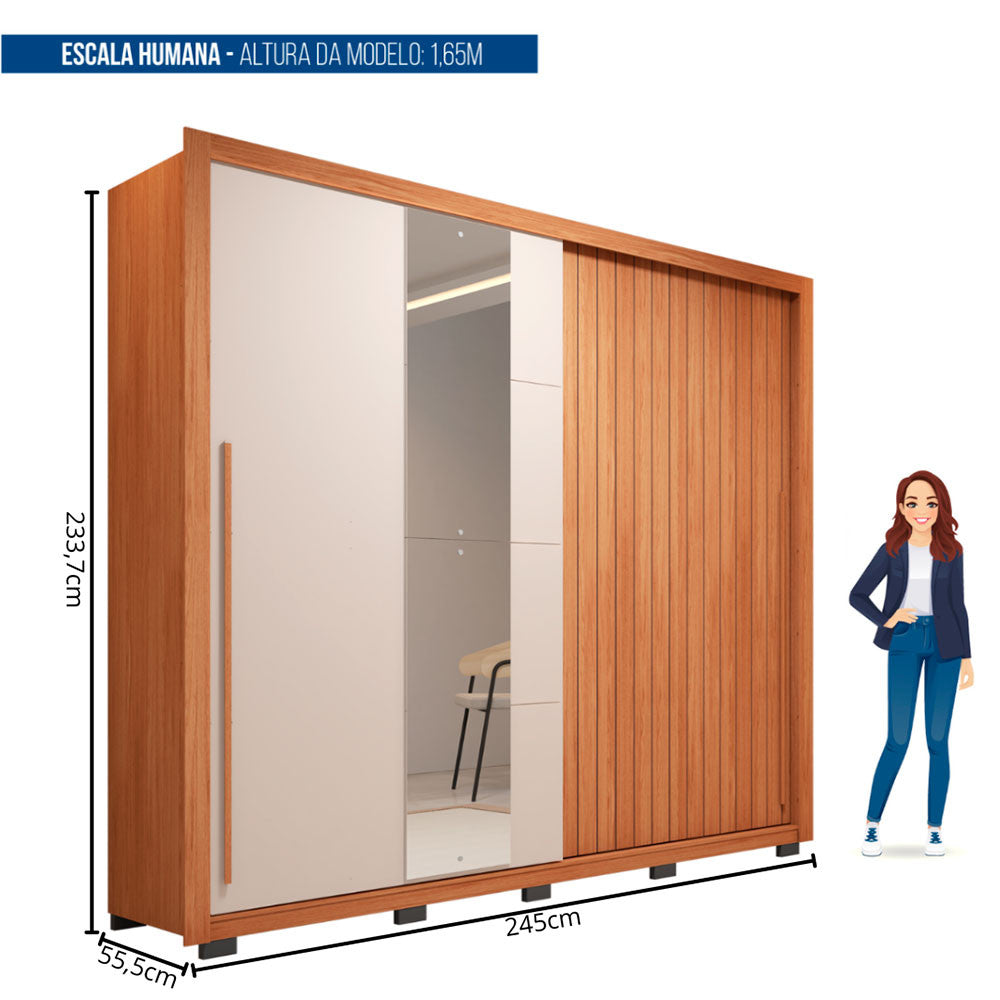 Guarda Roupa Casal Romanus Lux 2 Portas 4 Gavetas com Espelho Caemmun
