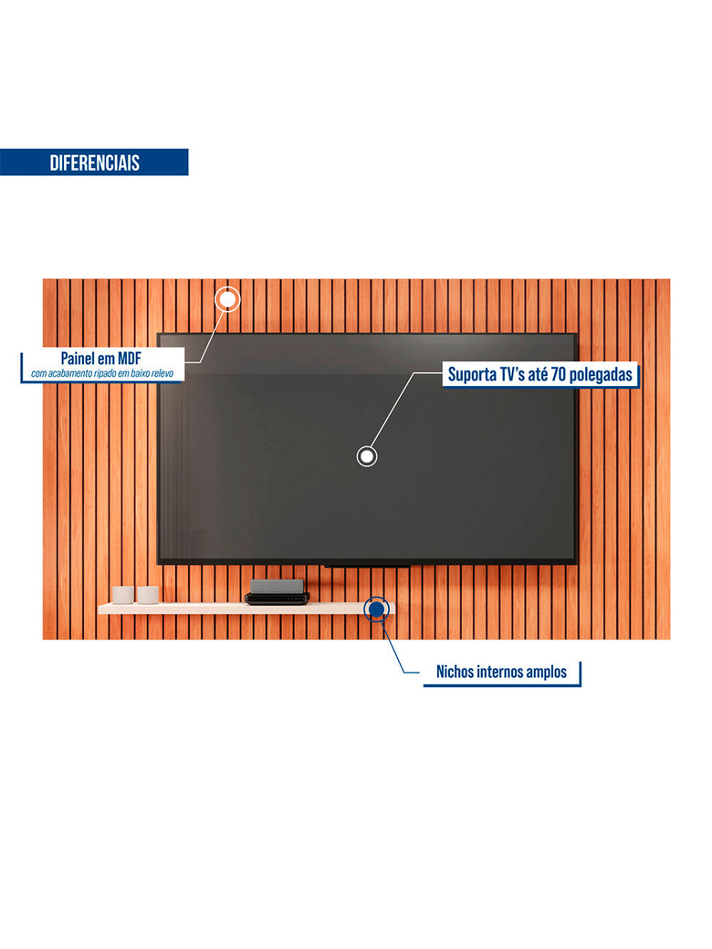 Painel Para TV até 70 Polegadas Aegon Caemmun