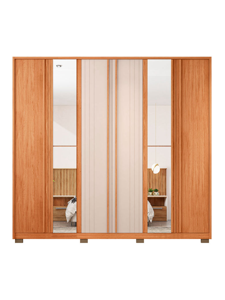 Guarda Roupa Casal Mozart Lux Com Espelhos 6 Portas 4 Gavetas Caemmun