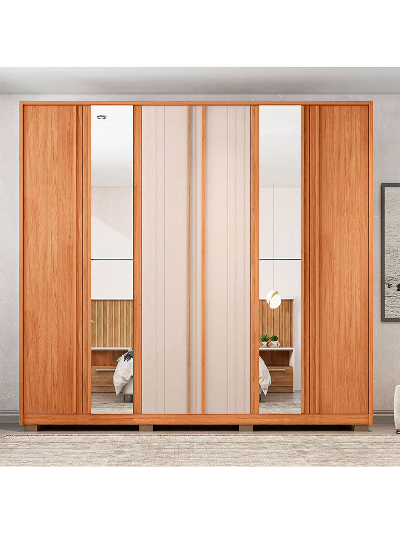 Guarda Roupa Casal Mozart Lux Com Espelhos 6 Portas 4 Gavetas Caemmun