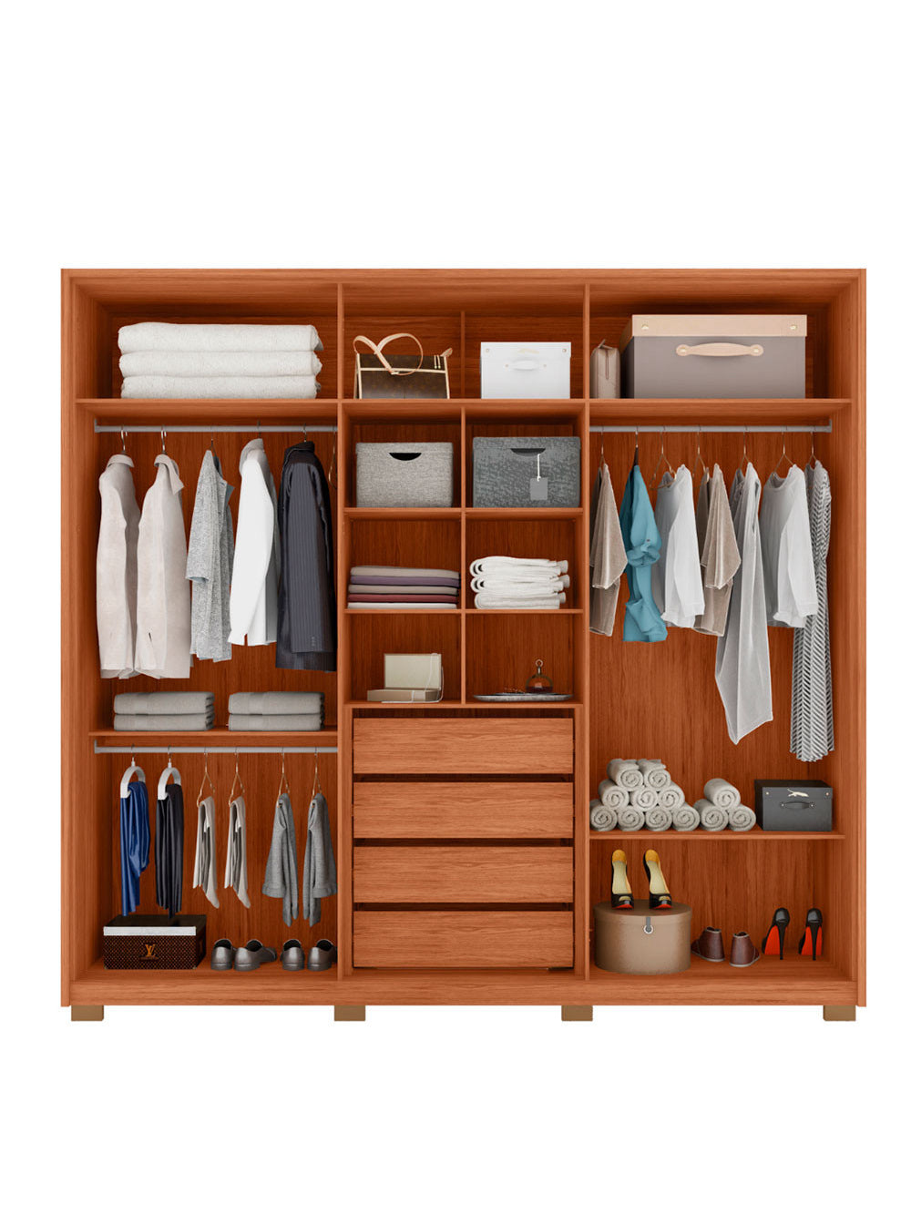 Guarda Roupa Casal Mozart Lux Com Espelhos 6 Portas 4 Gavetas Caemmun