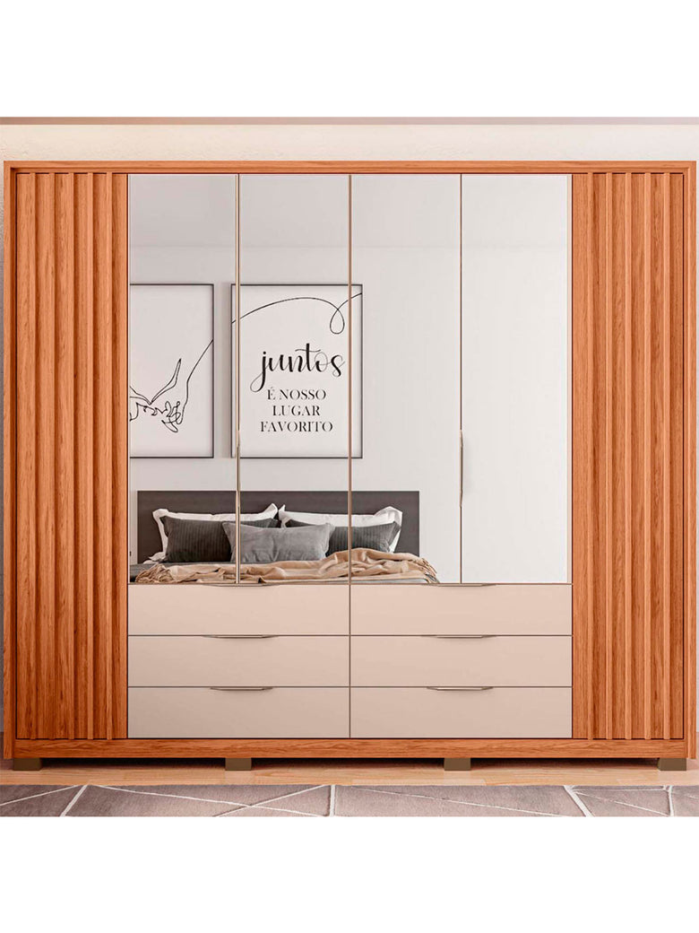 Guarda Roupa Casal Maximus Double Lux com Espelhos 6 Portas 6 Gavetas Caemmun