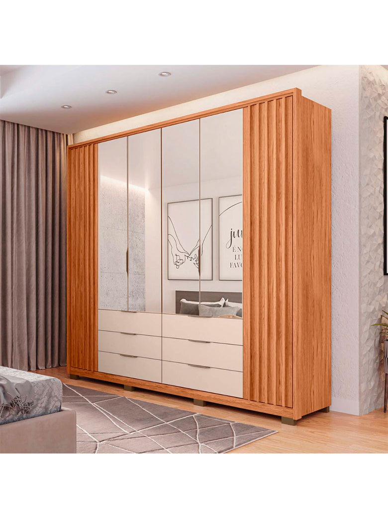 Guarda Roupa Casal Maximus Double Lux com Espelhos 6 Portas 6 Gavetas Caemmun