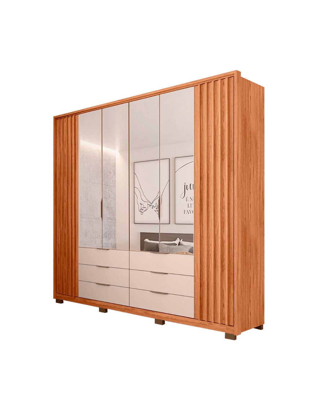 Guarda Roupa Casal Maximus Double Lux com Espelhos 6 Portas 6 Gavetas Caemmun
