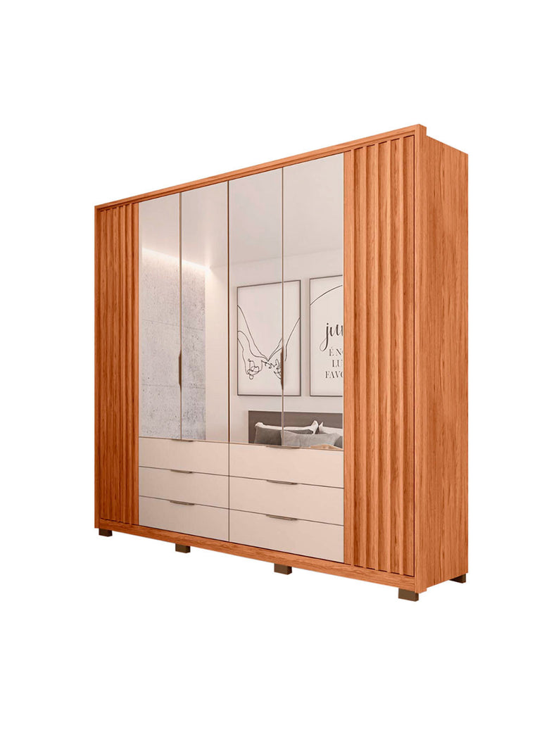 Guarda Roupa Casal Maximus Double Lux com Espelhos 6 Portas 6 Gavetas Caemmun