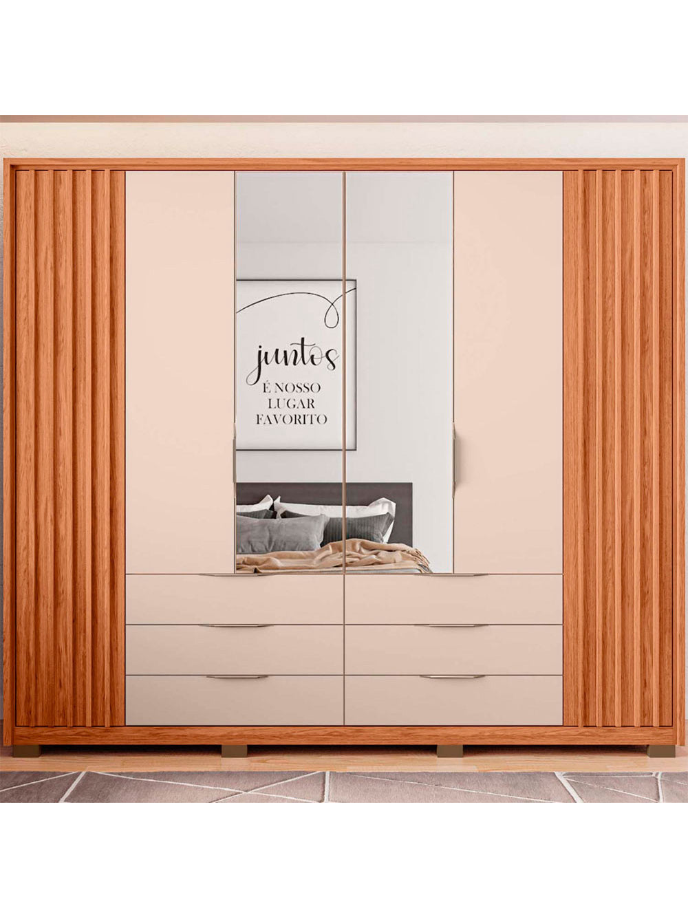 Guarda Roupa Casal Maximus Lux com Espelhos 6 Portas 6 Gavetas Caemmun