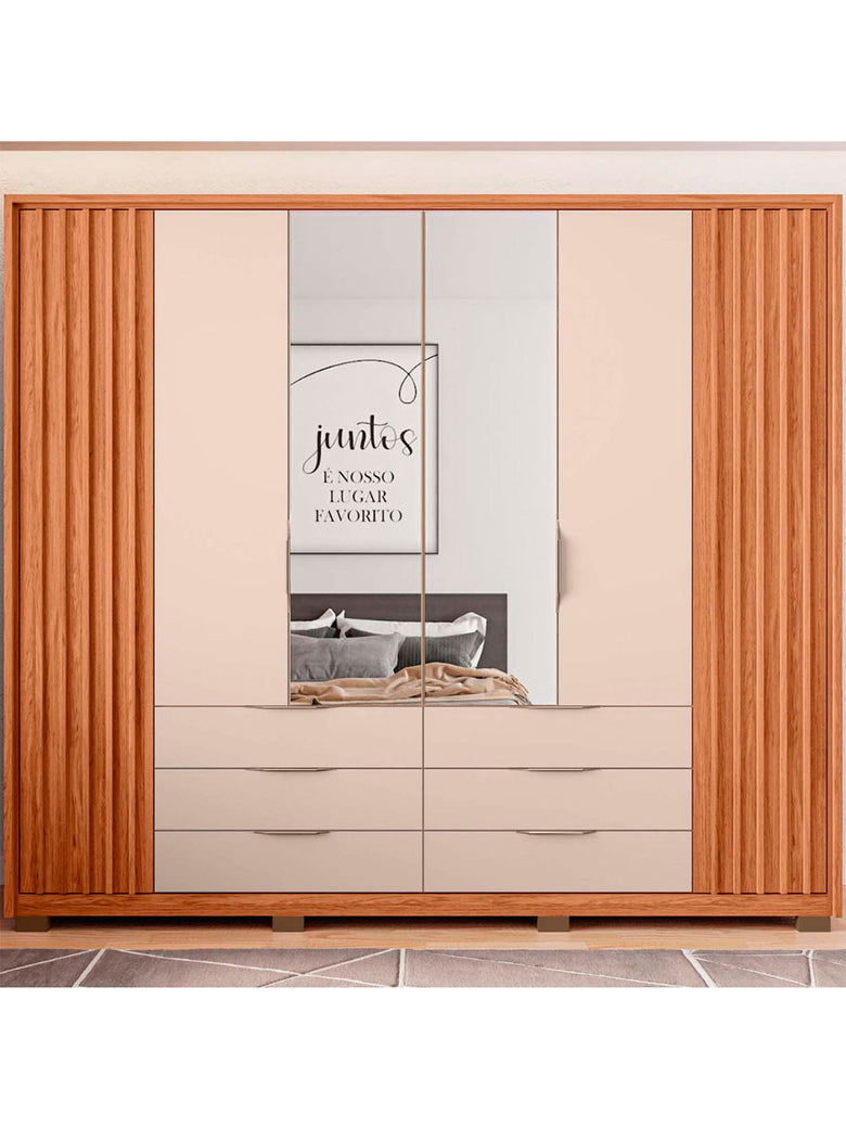 Guarda Roupa Casal Maximus Lux com Espelhos 6 Portas 6 Gavetas Caemmun