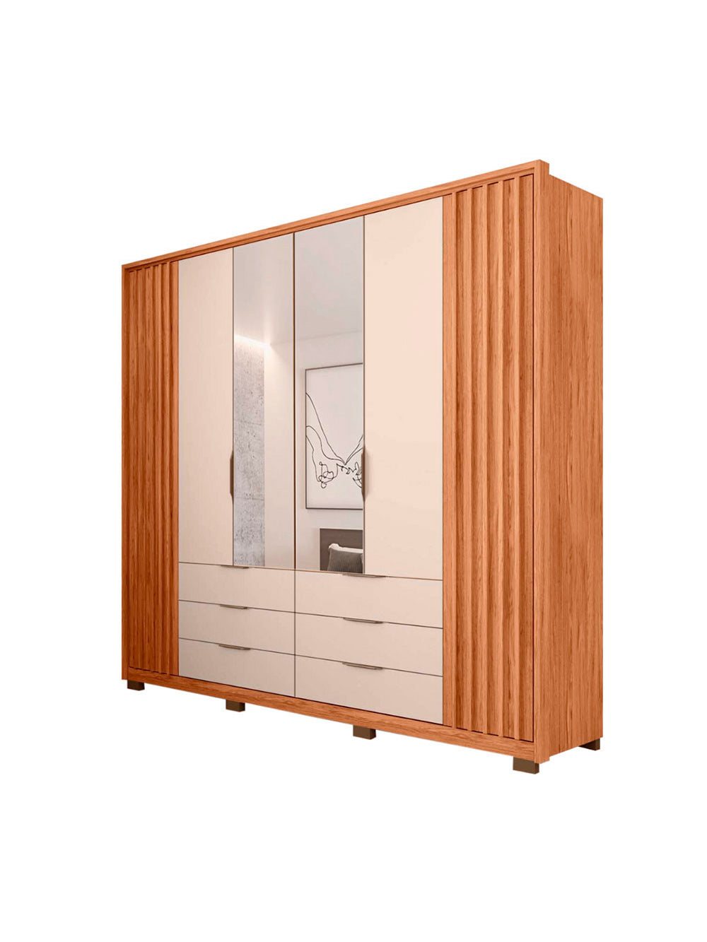 Guarda Roupa Casal Maximus Lux com Espelhos 6 Portas 6 Gavetas Caemmun