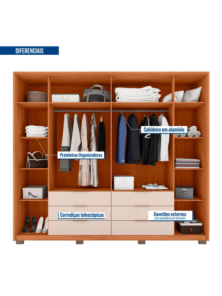 Guarda Roupa Casal Maximus 6 Portas 6 Gavetas Caemmun