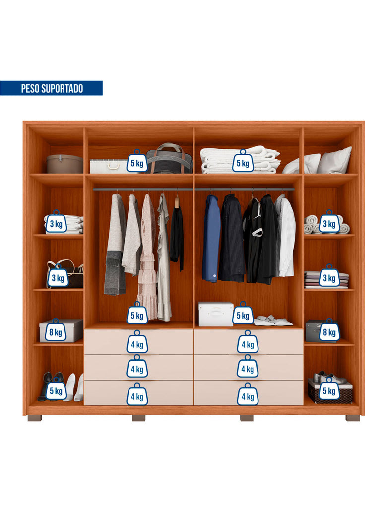 Guarda Roupa Casal Maximus 6 Portas 6 Gavetas Caemmun
