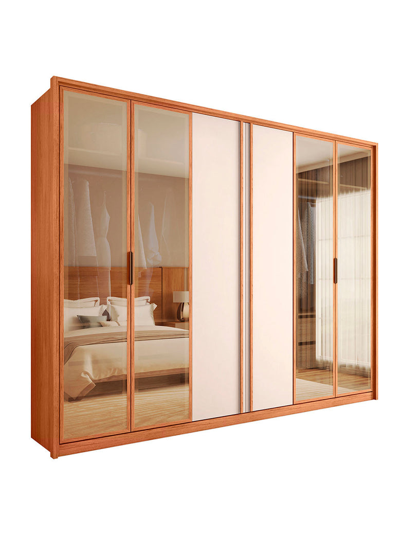 Guarda Roupa Casal Cristal 6 Portas Reflecta 4 Gavetas Caemmun