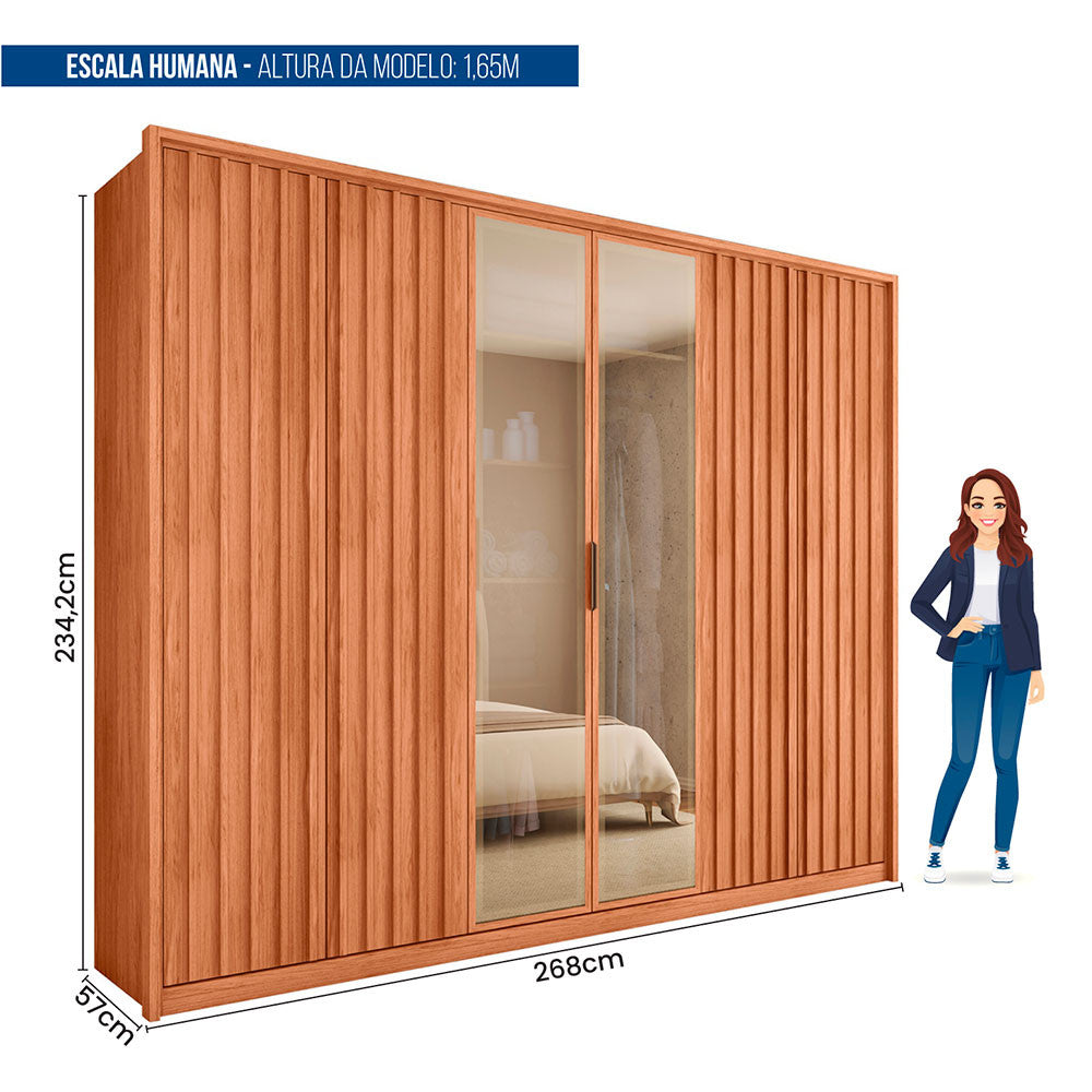 Guarda Roupa Casal Centurium 6 Portas Reflecta 4 Gavetas Caemmun