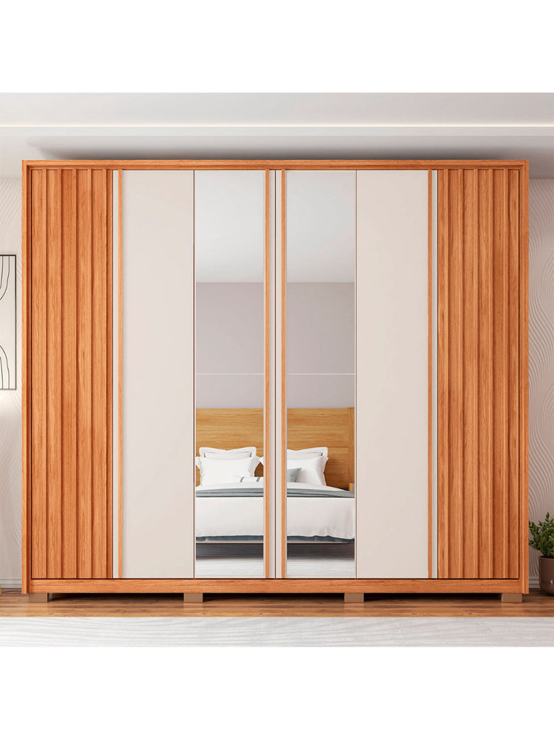 Guarda Roupa Casal Apollo Lux com Espelhos 6 Portas 4 Gavetas Caemmun