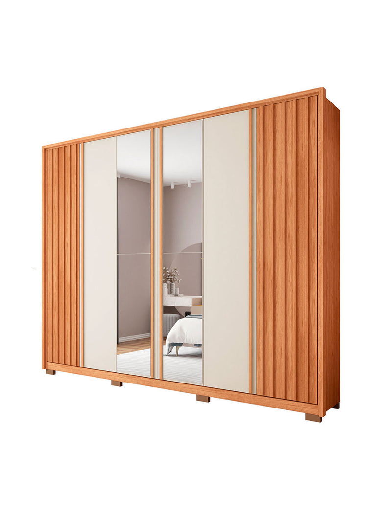 Guarda Roupa Casal Apollo Lux com Espelhos 6 Portas 4 Gavetas Caemmun